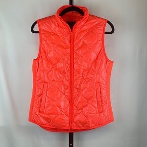 J. Crew Lightweight Puffer Vest Neon Orange Size Small Preppy Classic Academia